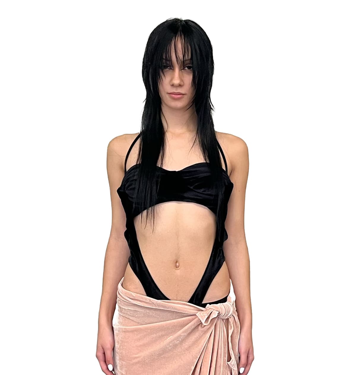 Black Stretch Velvet Body - GMBHBODYFRONT-2