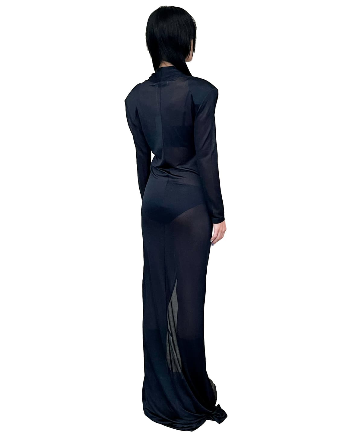 Navy Long Dress with Knot - GMBHDRESSBACK