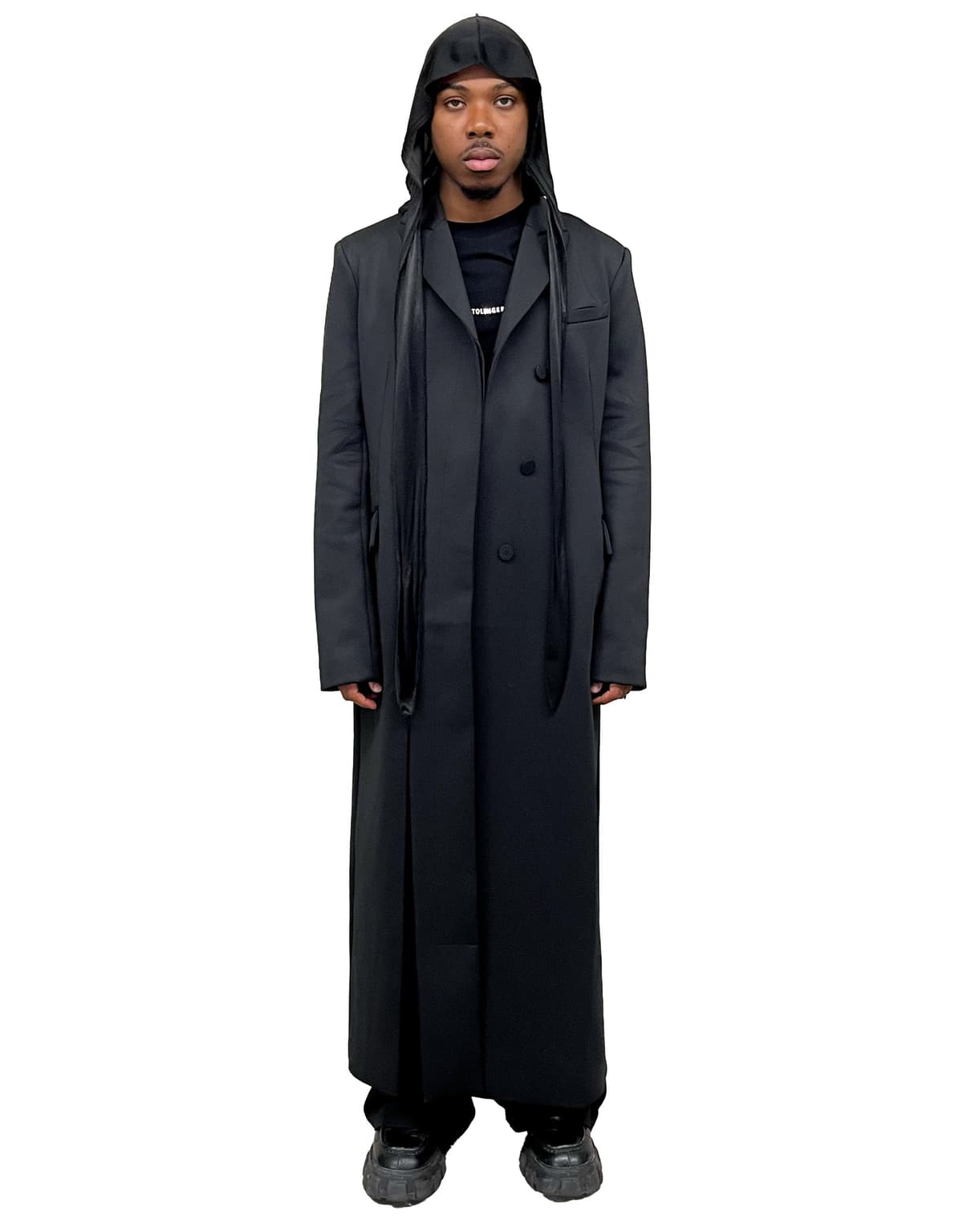 Black Maxi Split Coat