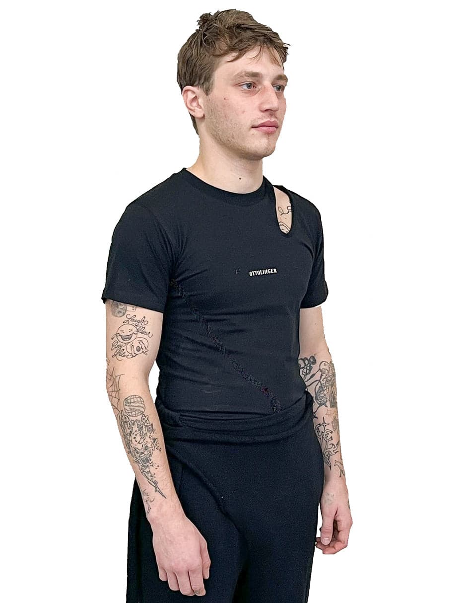 Black Cut-Out Tee - OttoFullBackSide