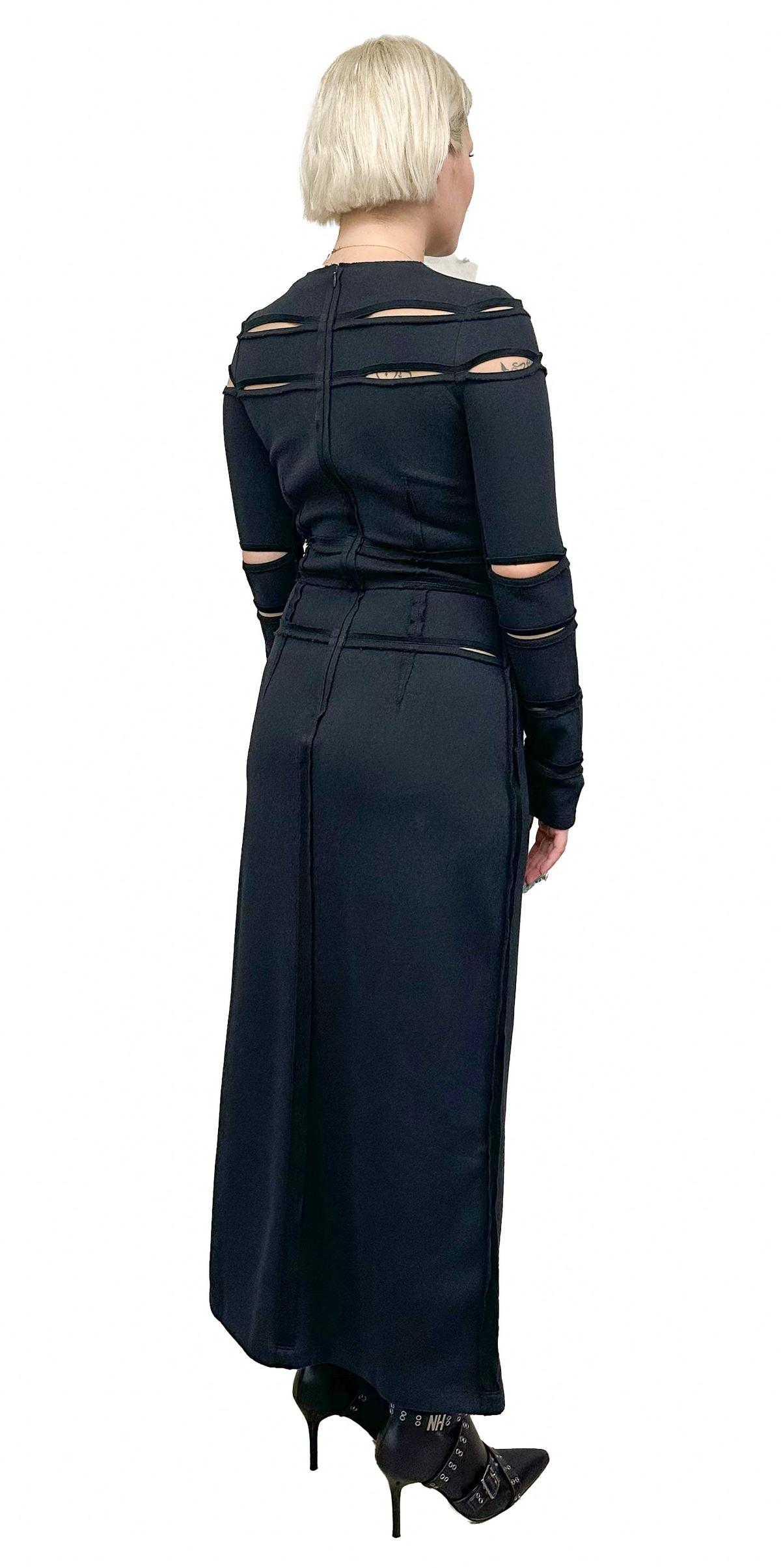 Black Paneled Midi Dress - eldresshinten