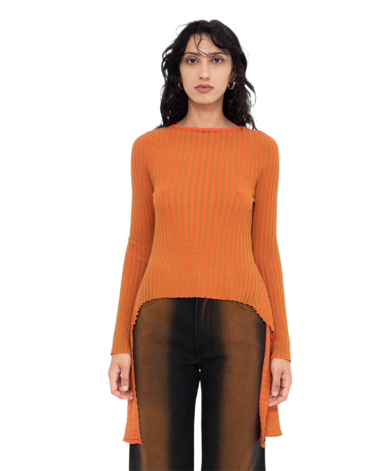 Blood Orange Fluted Sweater - elorange