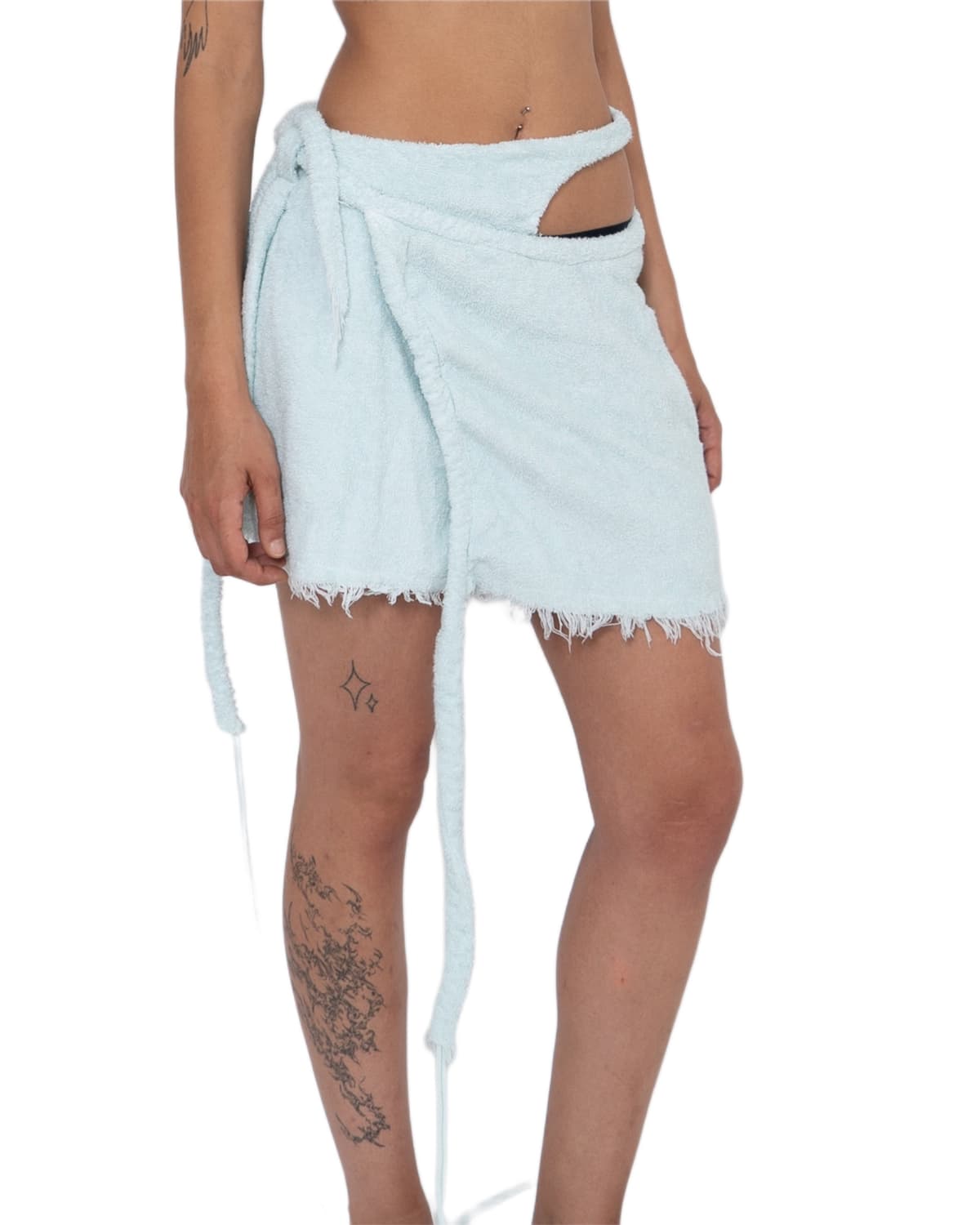 Baby Blue Terry-Cloth Mini Skirt - oskirt